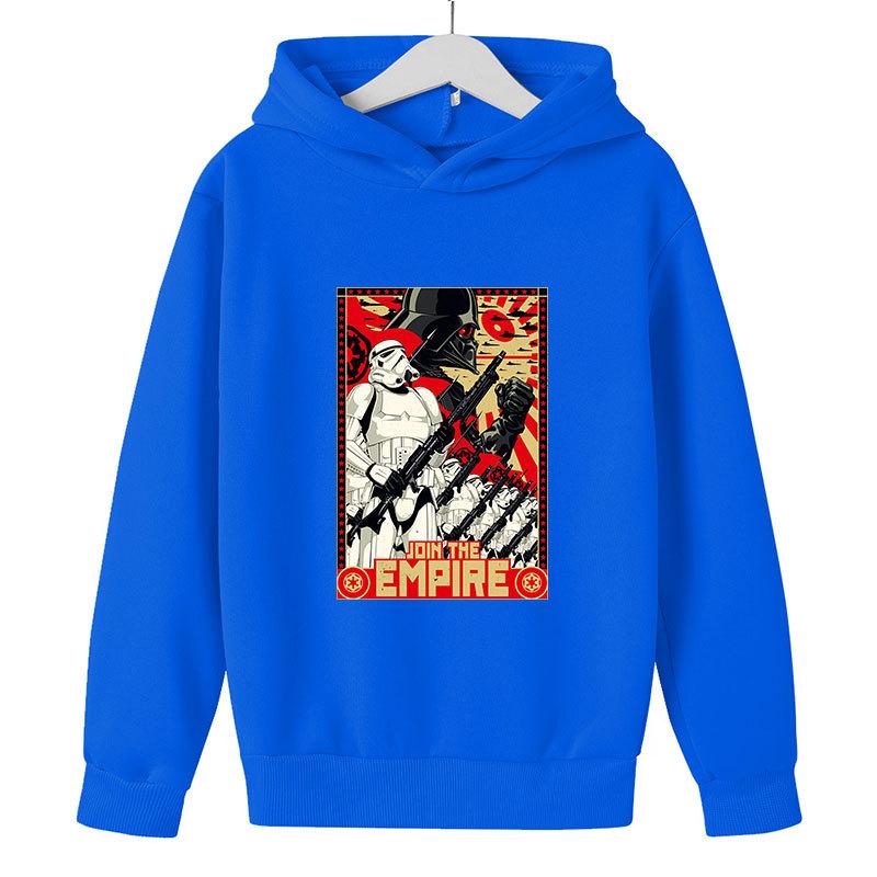 Autumn Winter Star Wars "Join The Empire" Graphic Hoodies Casual Warm Sports Long Sleeved Children's Boy and Girl Kids Unisex Hooded Sweatshirts