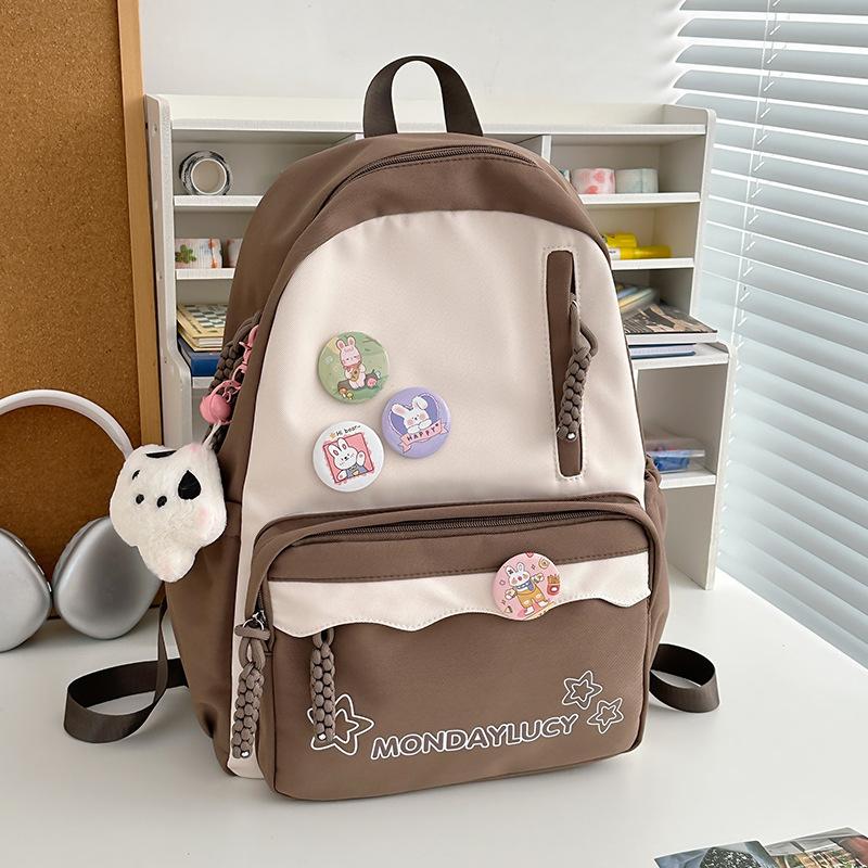 High-value schoolbag for girls, junior high school students, large-capacity backpack, dopamine soft girl travel backpack