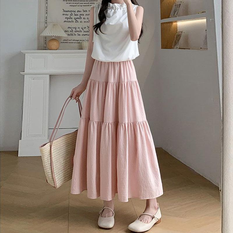 

Каваи Белая Длинная Юбка Женская Японская Корейская Лолита Милая Лоскутная С Завышенной Талией Свободная А-силуэта Миди Юбки Повседневная Мягкая Девочки S розовый