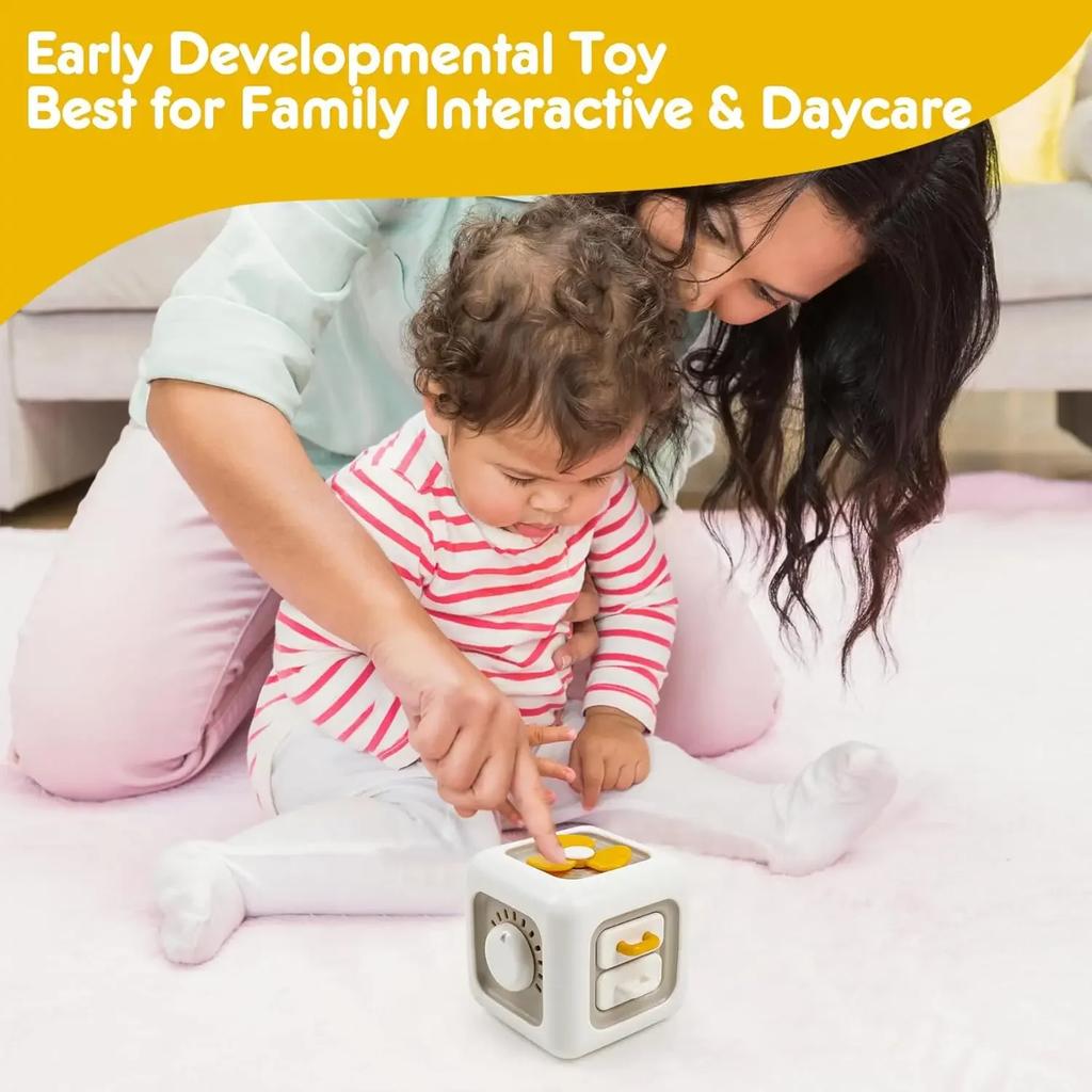 Non-Toxic Baby Toy 6 In 1 Multifunctional Busy Cube Montessori Activity Cube Toddler Practice Skill Educational Toy Sensory Pressure Board