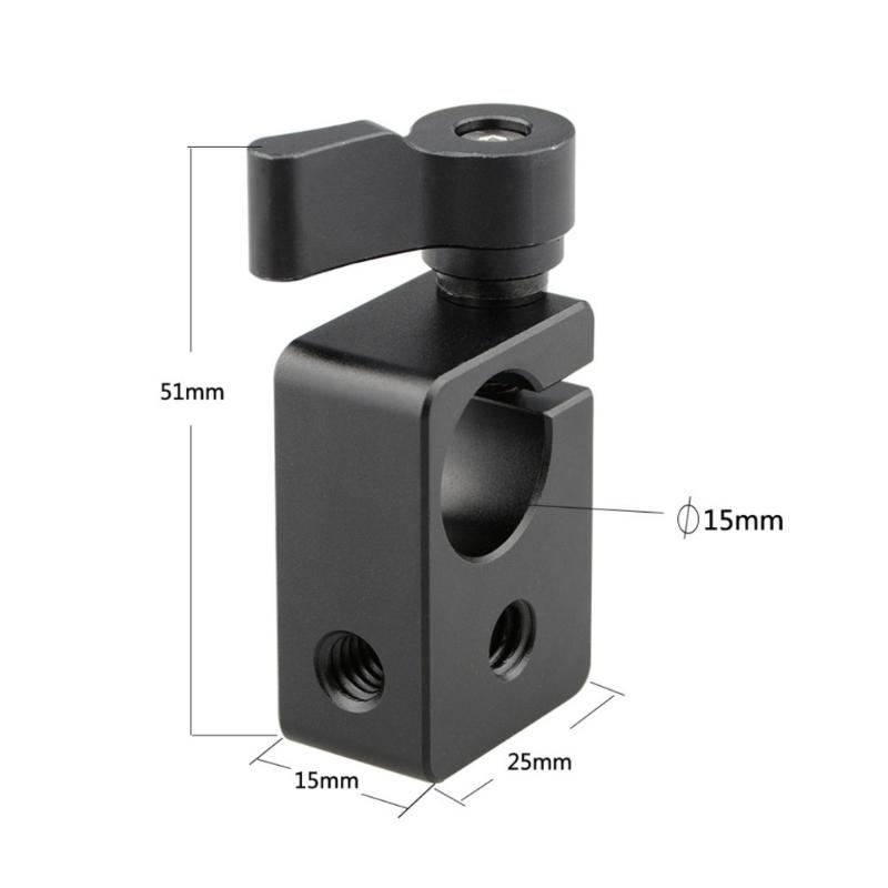 Single Rod Clamp 15mm Rail Connector Adapter with 1/4inch Screw for 15mm DSLR Supports Camera Accessories