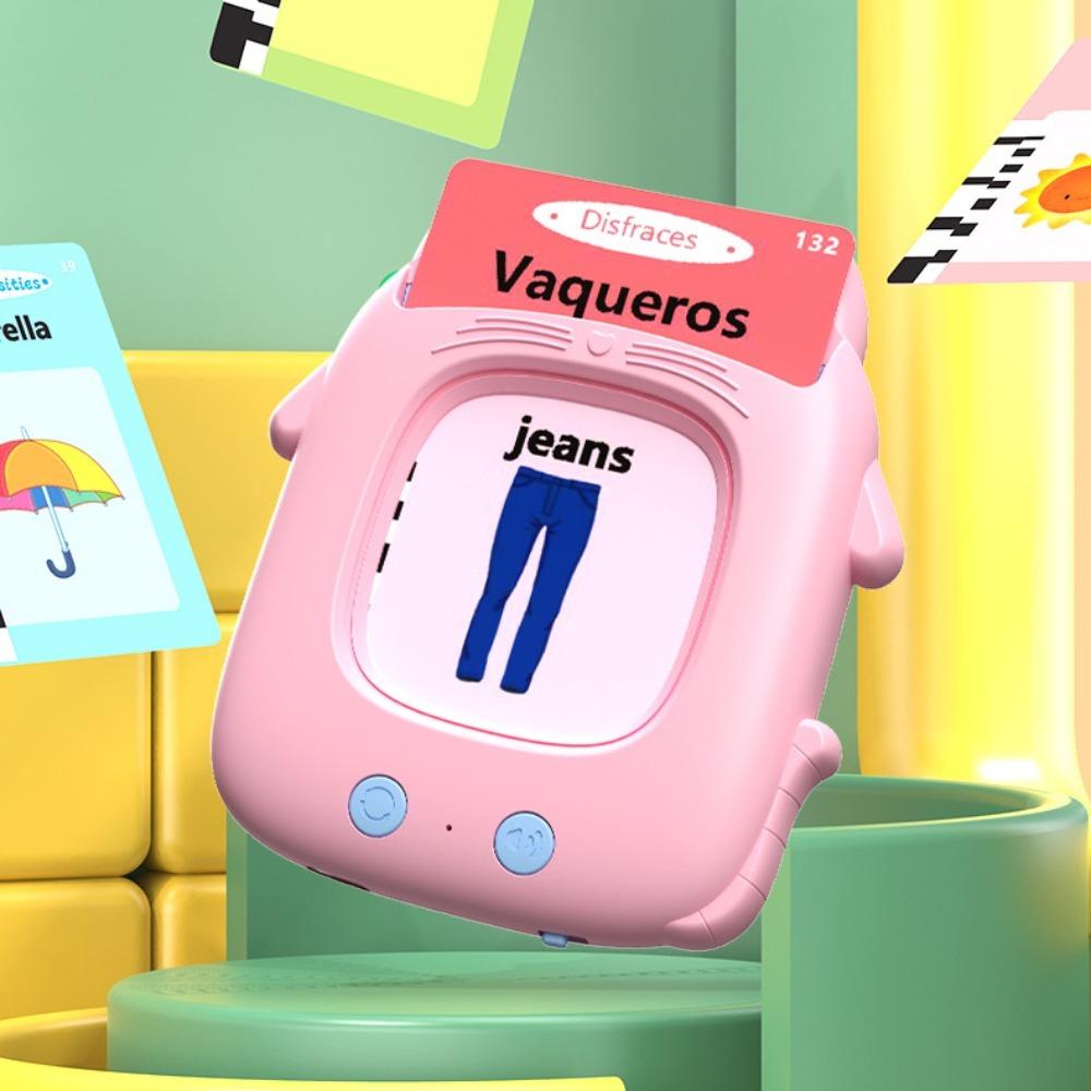 

112 Cards Electronic Cards Book Early Educational Talking Flash Cards Sensory Toys рожевий