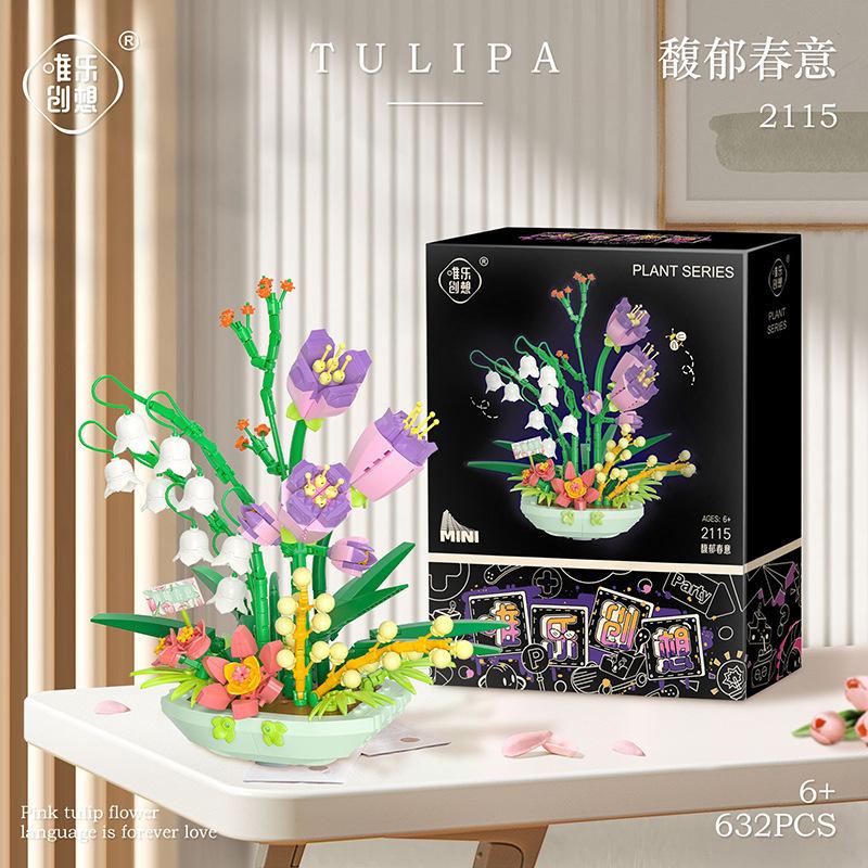 

Weile Chuangxiang 2113 Нарцисс Растение в горшке 2115 Маленькие Частицы Собранный Строительный Блок Детские Игрушки Подарки для Девочек