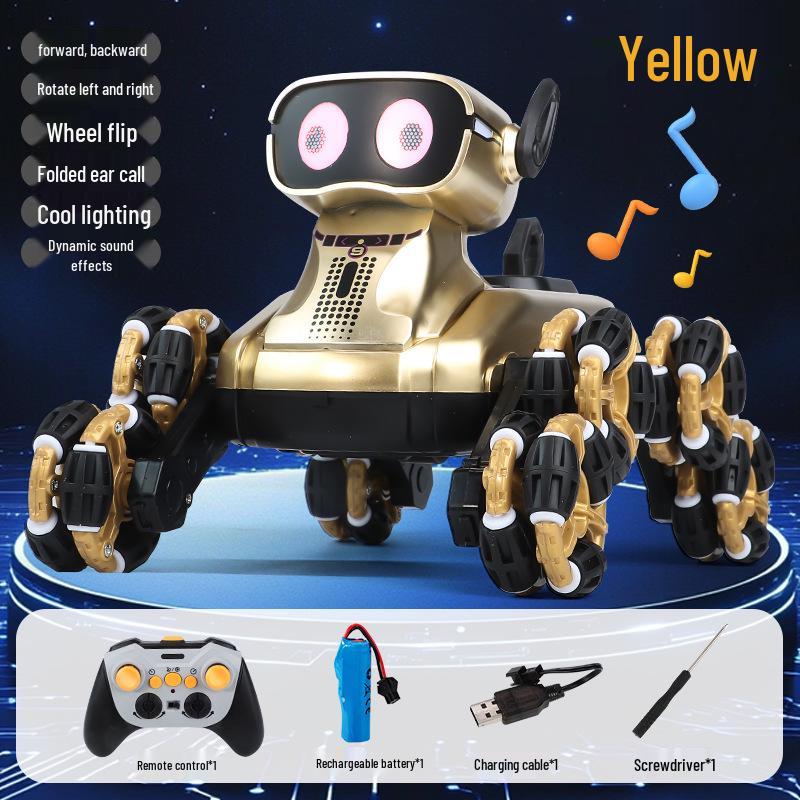 Smart RC Robot Dog: Eight-Wheel Watch-Control Stunt Car for Kids