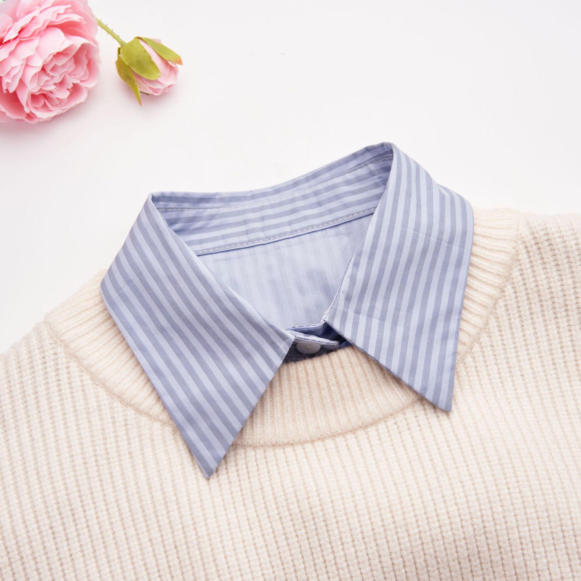 

Модный полосатый воротник, рубашка с искусственным воротником, женская съемная декоративная блузка, съемный воротник с ложными лацканами, топы, аксессуары для одежды