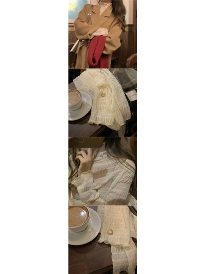 2025 Early Autumn Chic Lace Mesh Blouse for Women