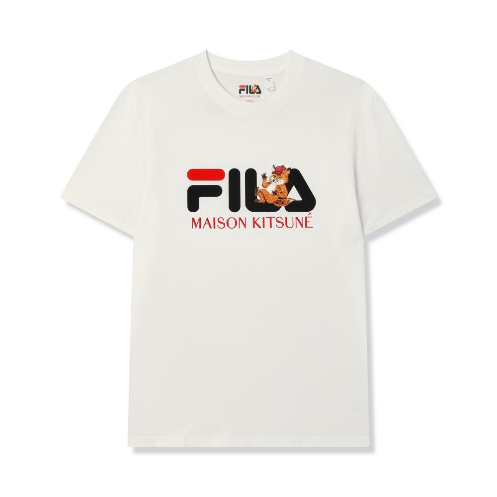 

New FILA x Maison Kitsune Little Fox T Shirt Men s Cloud White F11M529101F-WT XXXL