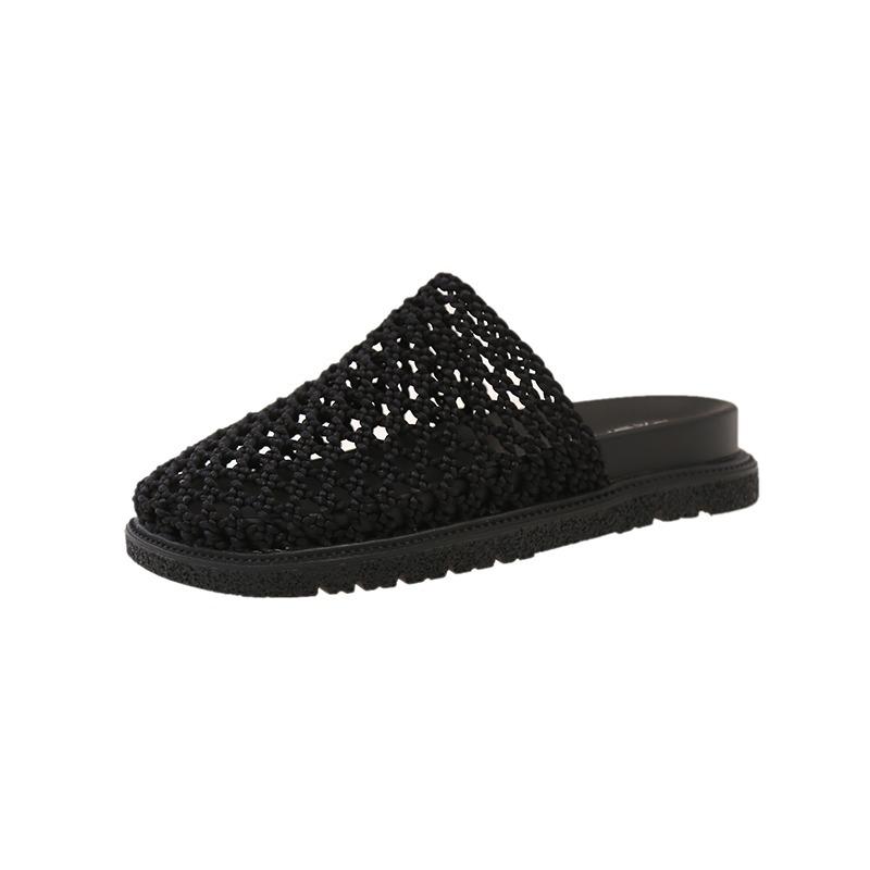 Fashion Mesh Weave Women Flats Mules Shoes Summer Platform Slippers Designer Slingback Sandals 2025 New Trends Casual Flip Flops Zapatos