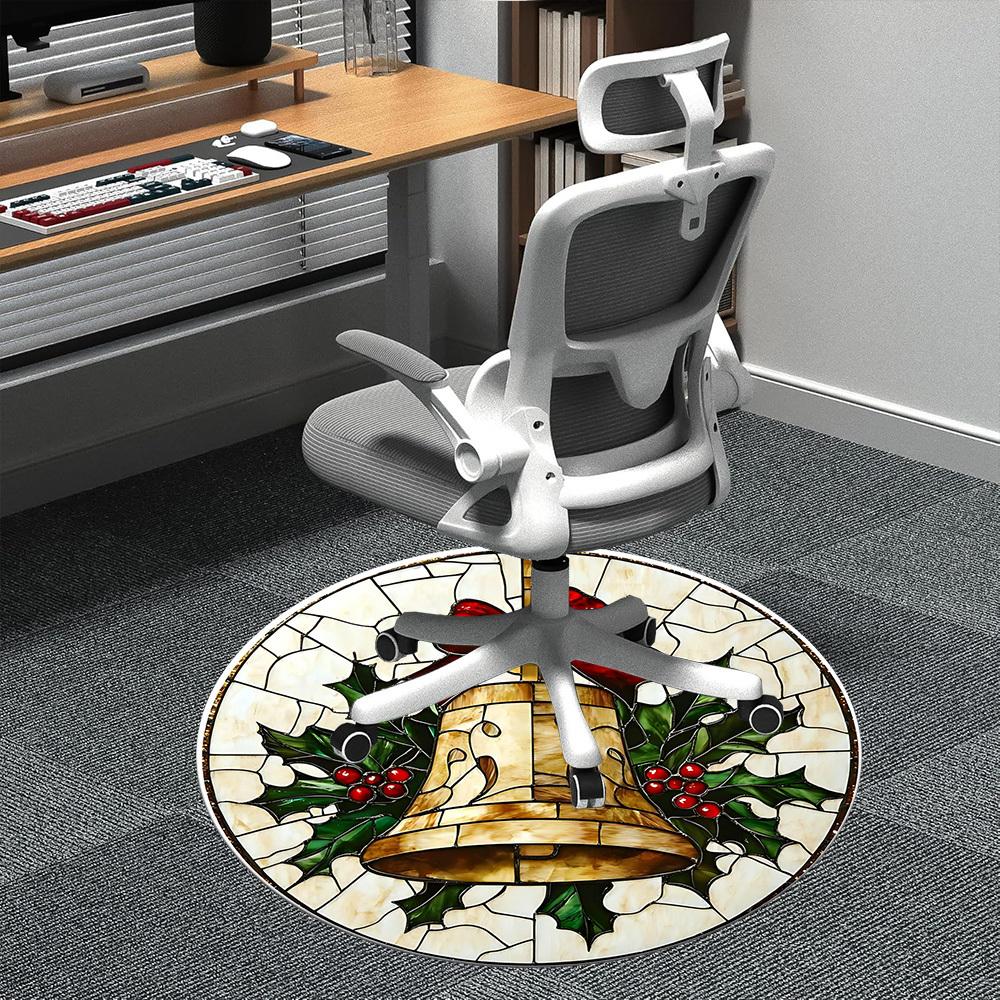 

1pc Christmas Bell Office Round Area Rug, Indoor Mat Suitable ForOffice, Under Office Chairs Bedroom Living Room Home Decor, Room Deco D167 80cm by 80cm