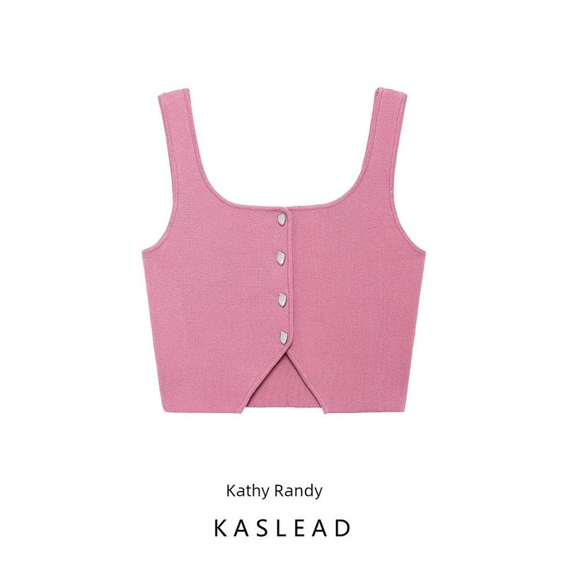 Kaslead New Arrival Women's Clothing Fashion Style Fashion Casual Minimalist Easiest for Match Plain Stitch Short Top 5536111