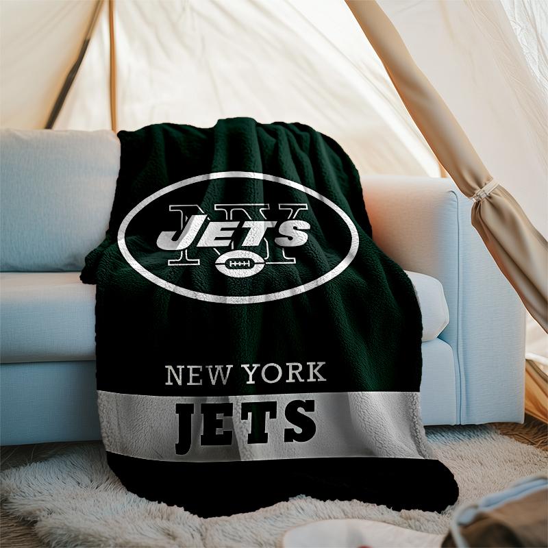 New York Jets logo printed blanket—lightweight,soft,warm;versatile blanket all seasons—perfect as &air-conditioning throw,nap blanket