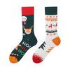 Unisex A/B Style Asymmetrical Cartoon Mid-Calf Cotton Socks