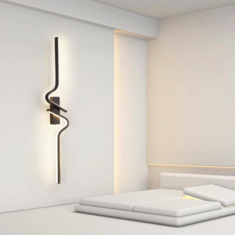 Modern LED 60/80/100cm Wall Lamp Black Aluminium Lights For Entrance Hallway Corridor Bedside Decorative Illumination Fixtures