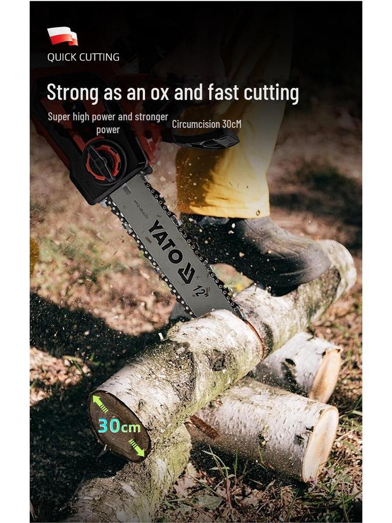 YATO Yiertuo 18V Brushless Rechargeable Handheld Electric Chainsaw with Large Capacity