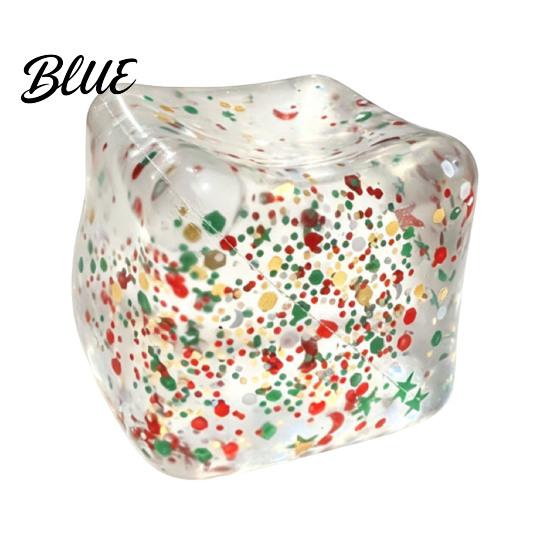 Ice Cube Squeeze Toy Christmas Toy Confetti Filled Stress Relief Soft Toys Slow Rebound Clear for Anxiety Reduction Calming Sensory