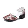Women Shoes Summer Sandals Genuine Leather 2024 New Fashion Buckle Strap Print Retro Handmade Concise Leisure Ladies Sandals Casual Shoes