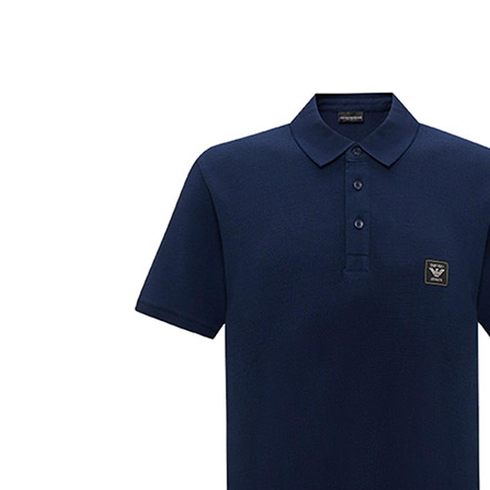 Emporio Armani Ss24 Solid Color Logo Patch Casual Short Sleeve Polo Shirt Men Polo Shirts Navy-Blue 211804-4R460-6935