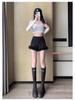 Black Raw Edge High Waist A-Line Slimming Shorts for Women - Autumn/Winter 2024 Fashion