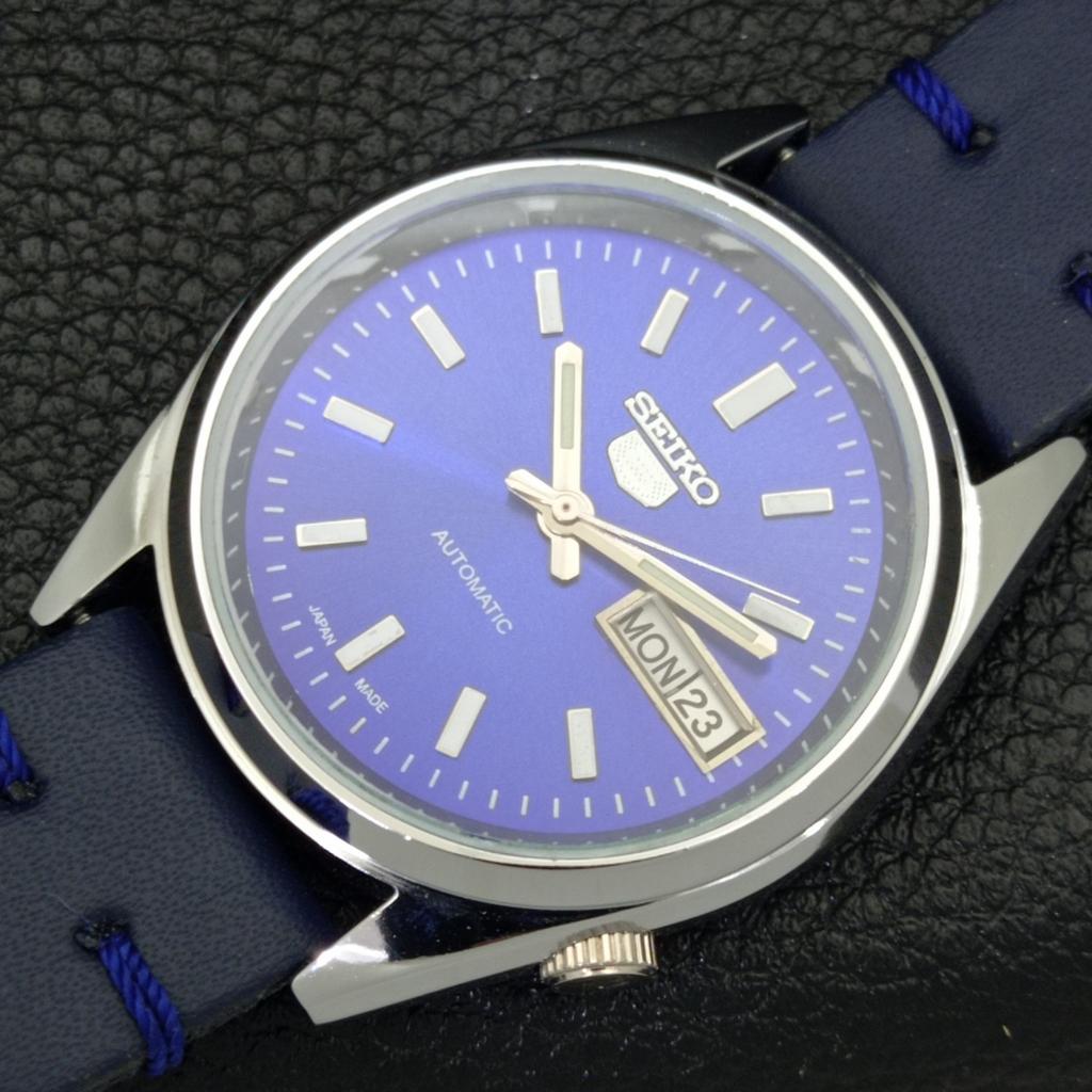 AUTOMATIC VINTAGE SEIKO 5 REFURBISHED JAPAN MENS BLUE COLOR DIAL WATCH a440576-9 Sk-a440576-1