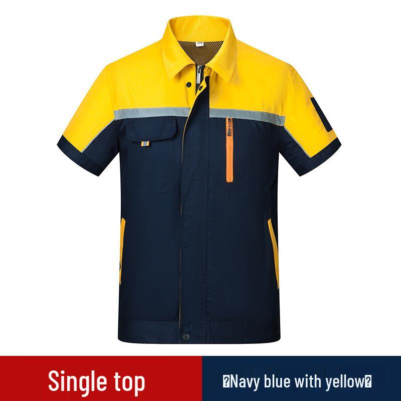 

Дихаючий поліестер-бавовняний робочий одяг для літа: Уніформа з коротким та довгим рукавом, вологовідвідна, світловідбиваюча для будівництва та авторемонту. L