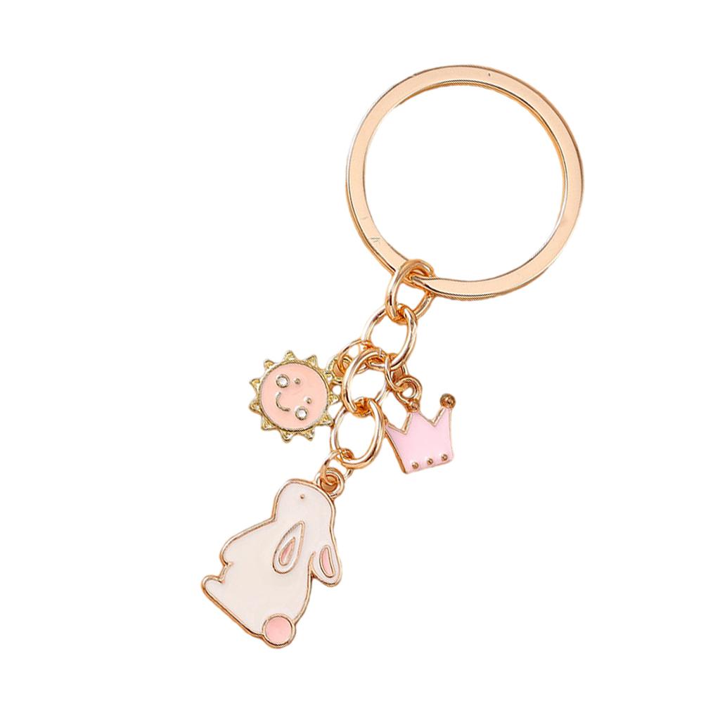 Creative Cartoon Heart Rabbit Keychain Featuring Crown Rabbit Design Durable Alloy Pendant for Young Women and Students