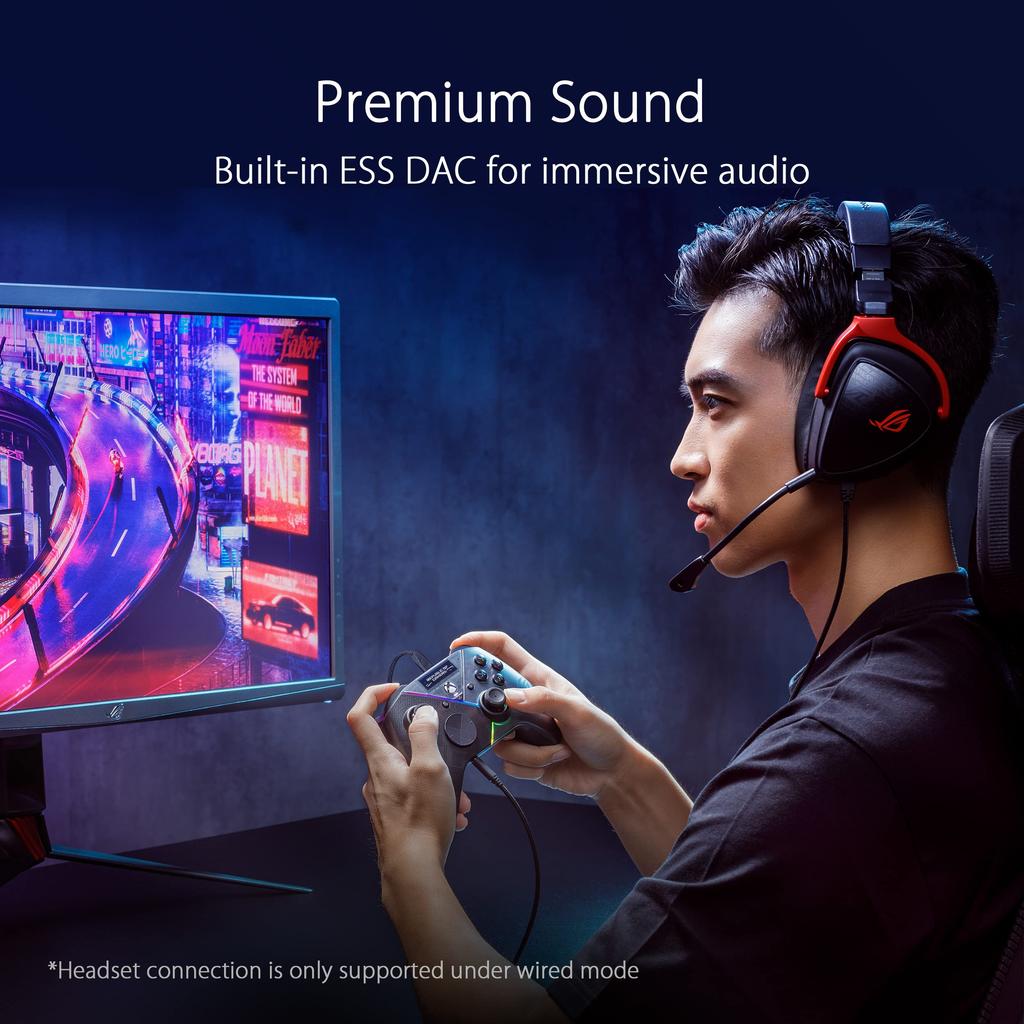 ASUS ROG Raikiri Pro Gamepad back buttons PC Xbox compatible OLED display Wired Bluetooth connectivity Selectable trigger distance ESS DAC Advanced