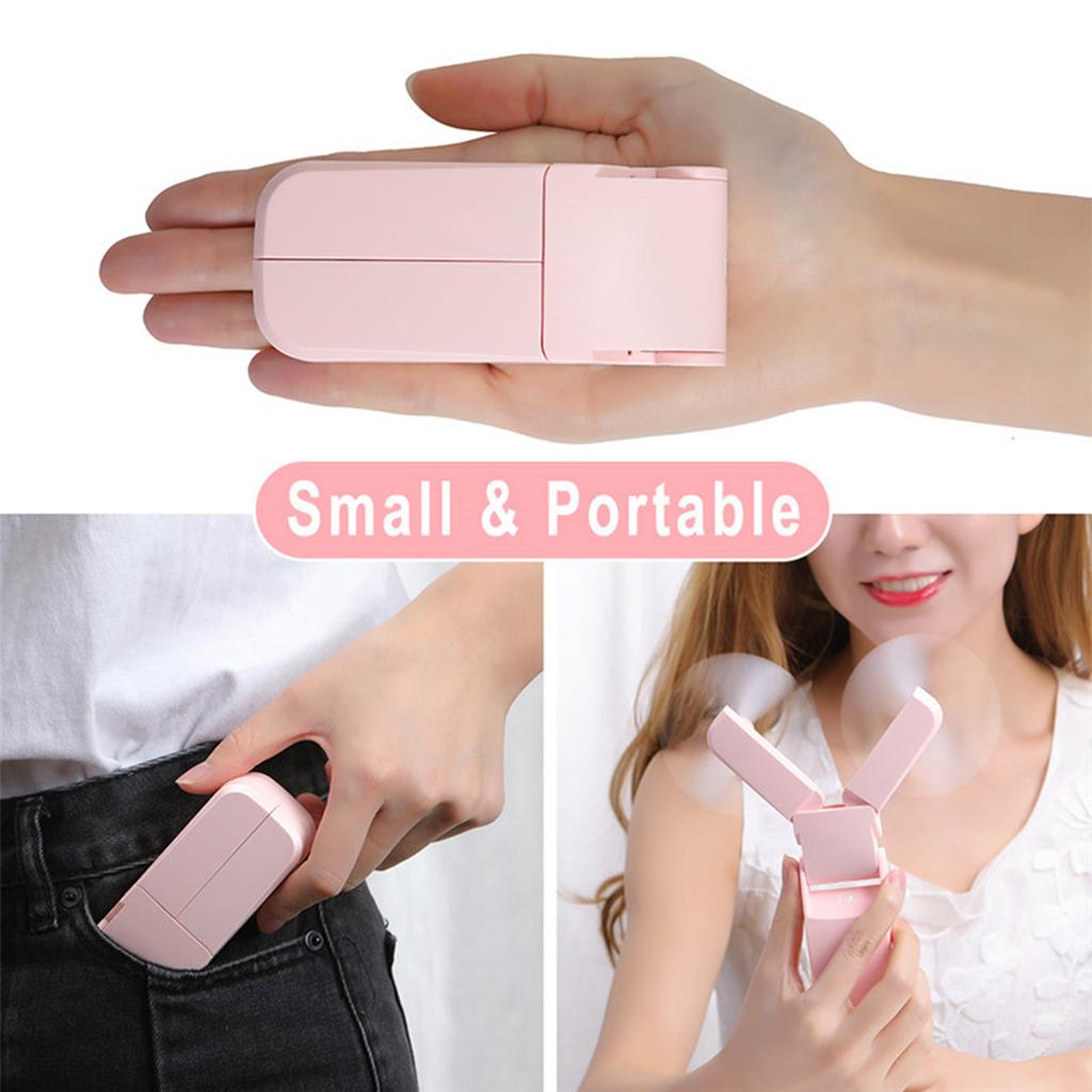 Folding Electric Fan Double Headed Portable Handheld Mini USB Fan for Outdoor Indoor Office Travel