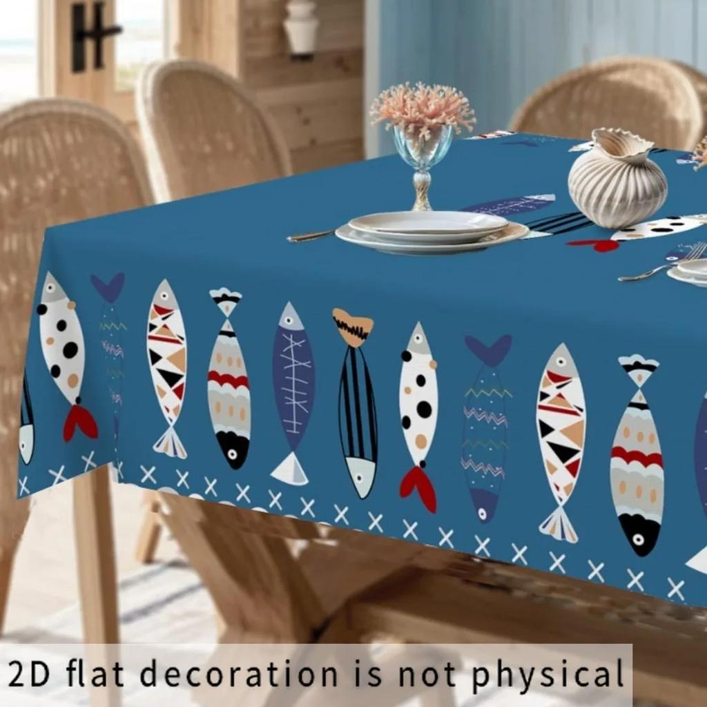 2D flat table cover, party table cover, retro ocean style tablecloth - yzb