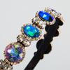 Good Quality Fashion Baroque Style Super Flashing Colored Diamond Thin-edged Rhinestone Pear Headband