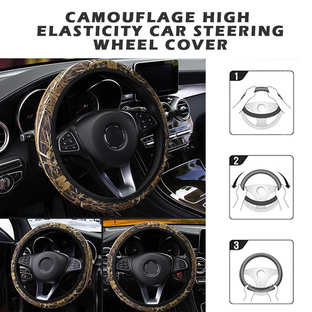 Camouflage Lenkradbezüge Universal Anti-Rutsch Dehnbar D Runde Form 38CM Schutzabdeckung D-Typ rundes Lenkrad