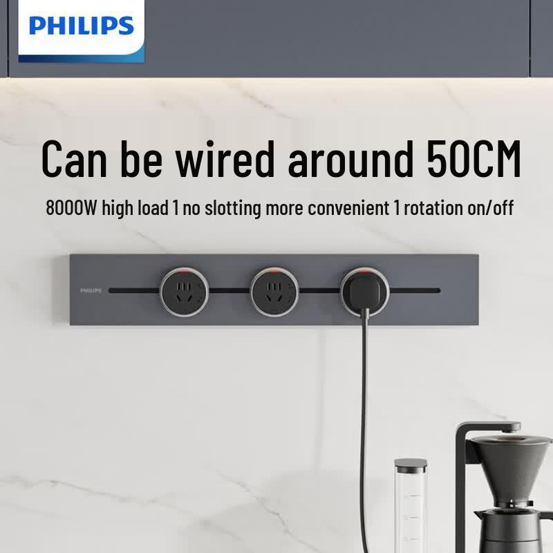 Philips Aufputz-Bewegliche Schienensteckdosenleiste CN-Stecker (Adapter enthalten)