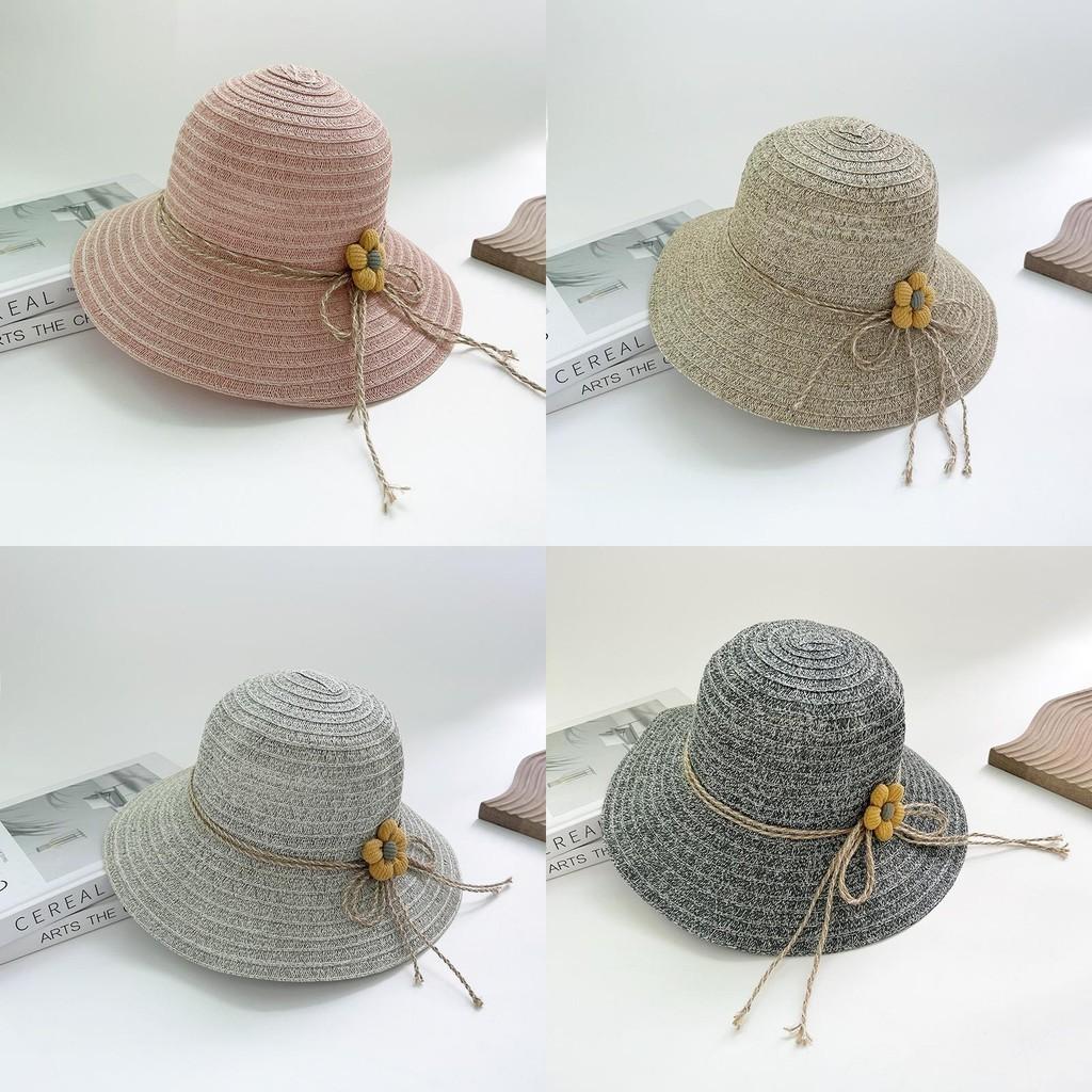 Süßer Blumen-Schleifen-Strohhut Sonnenschutz Strandhut Für Damen Frühling Sommer Herbst