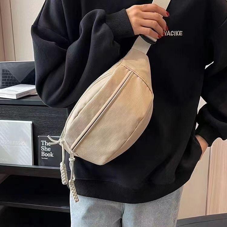 Single-shoulder Retro Chest Bags Solid-color Small Bags Versatile Girlish Crossbody Bags for Women Nylon Fabric Large-capacity Cute Bags for Students