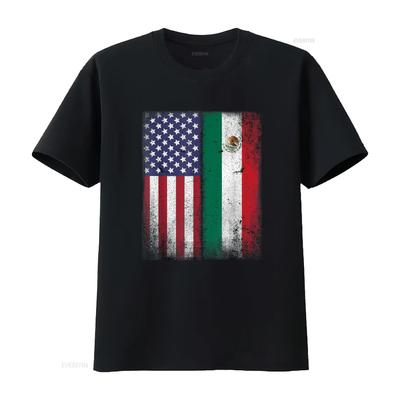 Mexican American Flag Mexico Usa Mexicana Mexicano T Shirt Vintage Washed Stretched Slightly Graphic Casual Homme Soft Stylish