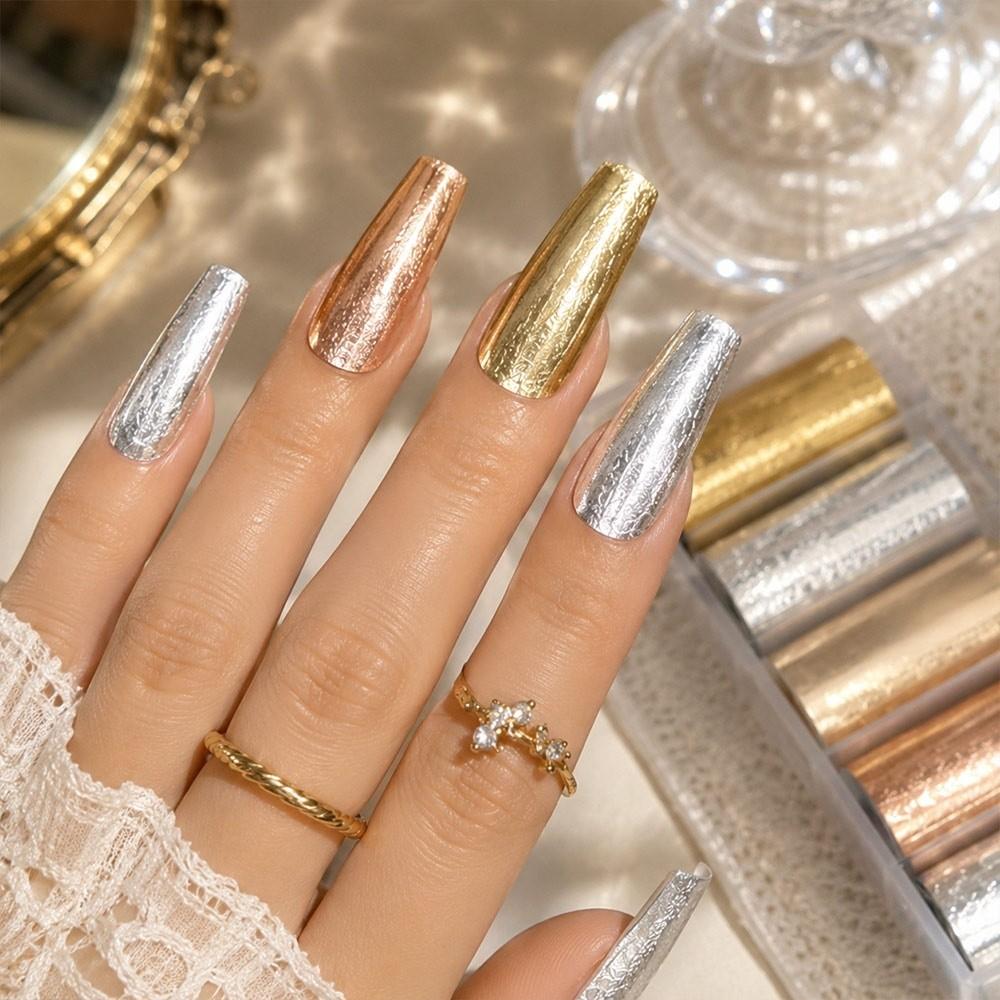 Laser Nail Stickers Black White Nail Decals Fashion Manicure Decals Manicure DIY