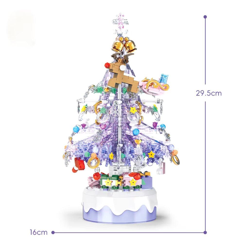 

738 шт. Фиолетовая новогодняя елка Музыкальная шкатулка Блок с подсветкой и игрушкой Взрослый ребенок Домашний декор Рождественский подарок на день рождения