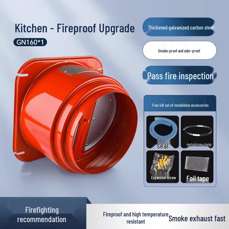 Universal Submersible Range Hood and Bathroom Flue Check Valve for Smoke Prevention