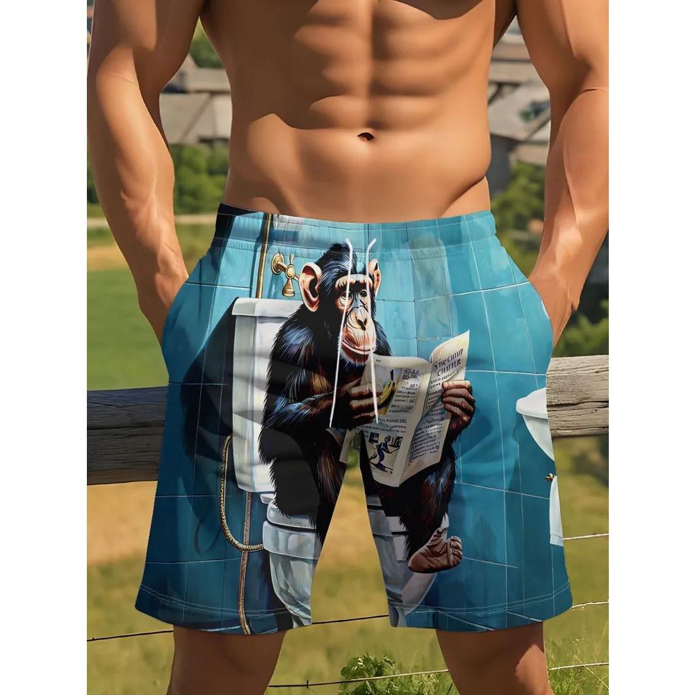 Fashionable Comfortable Plus Size Drawstring Loose 3D Shorts Men Creative Colorful Summer Leisure Holiday Cool Daily Versatile Shorts