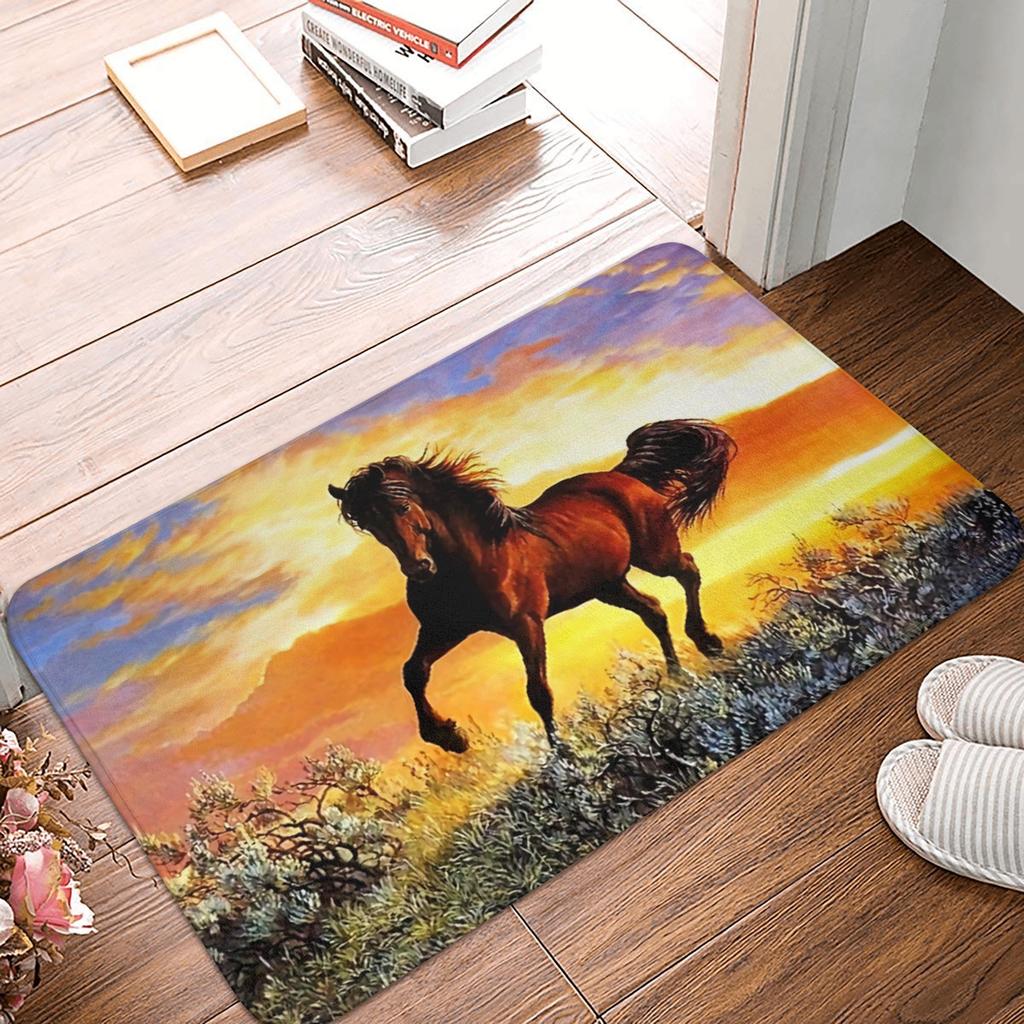 Horse Floor Door Kitchen Bathroom Mats Anti-Slip Outdoor Animal Doormat Living Room Entrance Rug Carpet Footpad