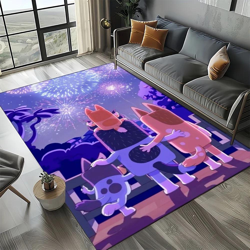2025 New Style Bluey Family Cartoon Dog Carpet Rug for Living Room Bedroom Home Sofa Decoration,Kids Play Non-slip Floor Mat