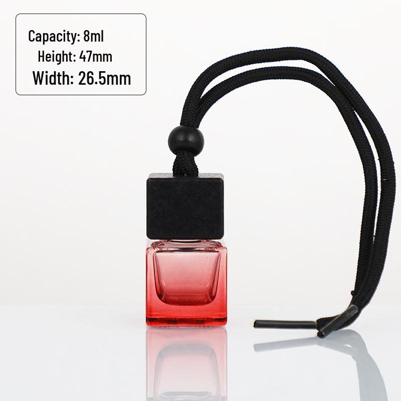 Square Wooden Lid Car Diffuser Bottle for Essential Oils - Empty Glass Perfume Refill Pendant.