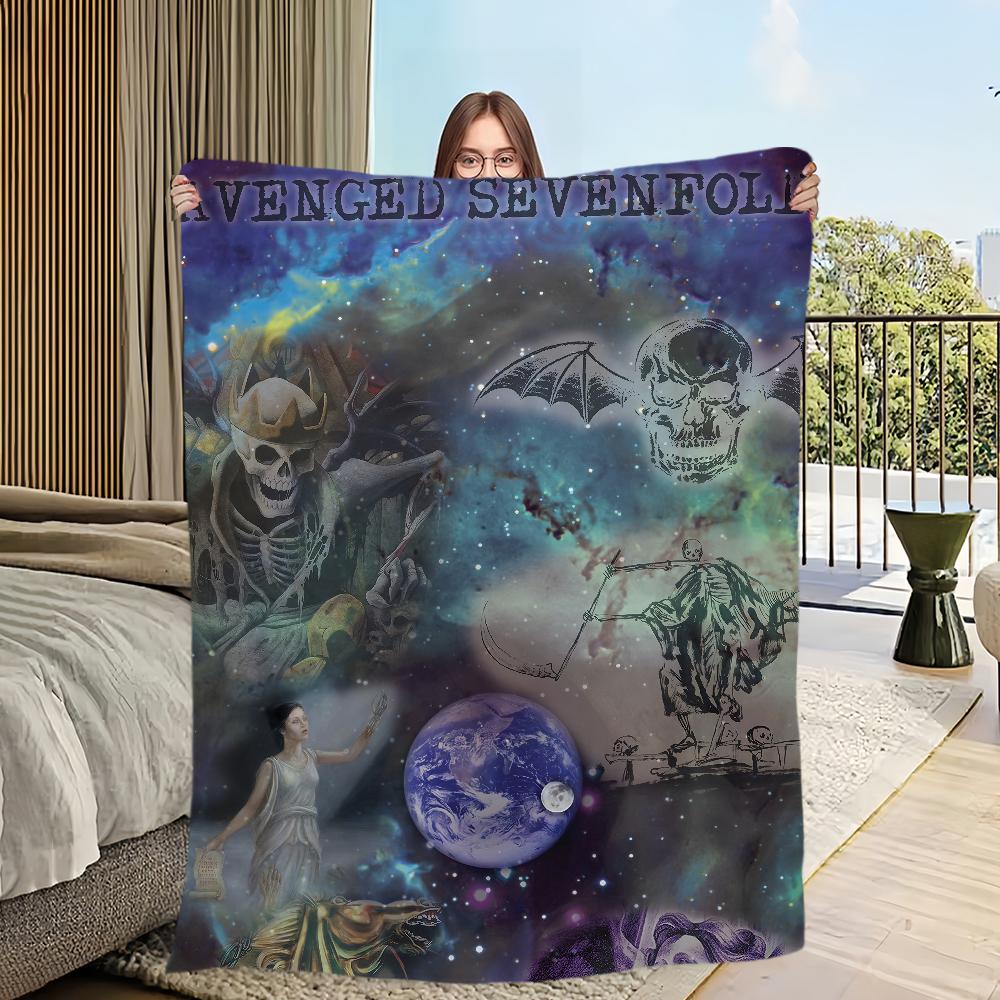Blanket Flannel Warm Comfort Soft Avenged Sevenfold Plush Rock for Sofa Band Living Room Office Bedroom Travel