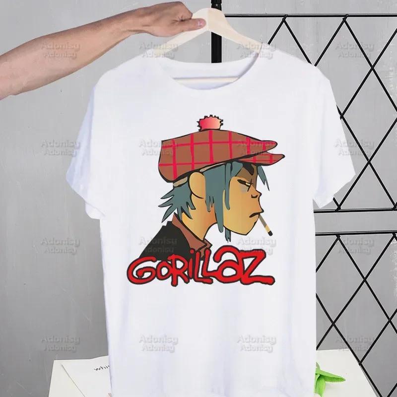 Gorillaz Modern Music Band Cartoon Men's Tshirt Cute Printing Shirt Mens Fashion T-Shirt For Men Casual Tops Short Sleeve