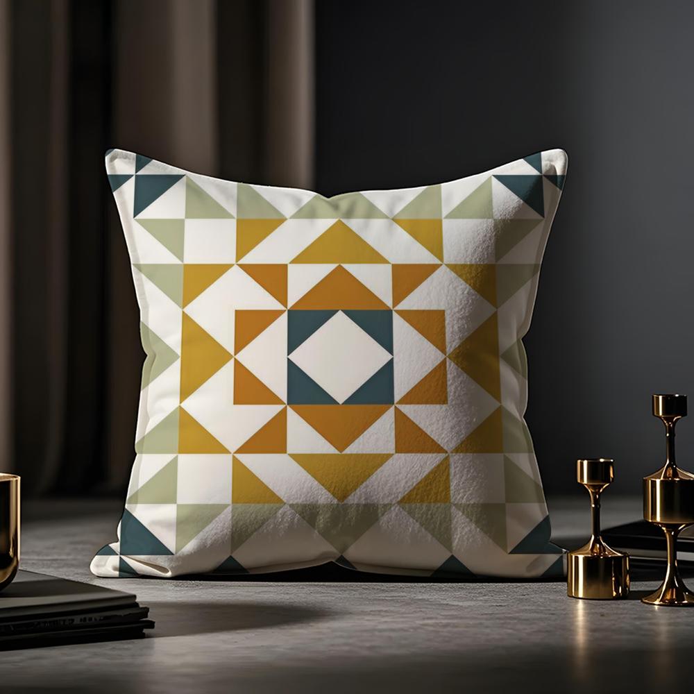 Morandi Geometric Abstraction Pillow Case Antidustmite Pillowcase Invisible Zipper Silky Short Plush Sofa Cushion Cover