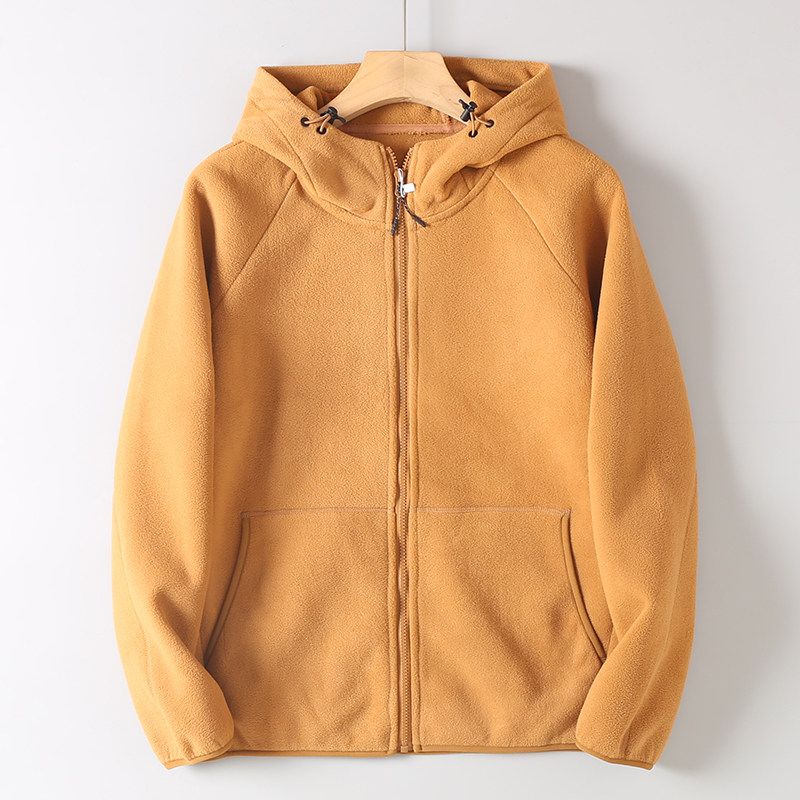 Original Export Surplus Fleece-Lined Thickened Warm Hooded Sweatshirt for Men, Autumn and Winter Sports Casual Fleece Jacket