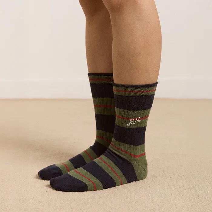 (W) SPORTY CALF LENGTH SOCKS (OLIVE)