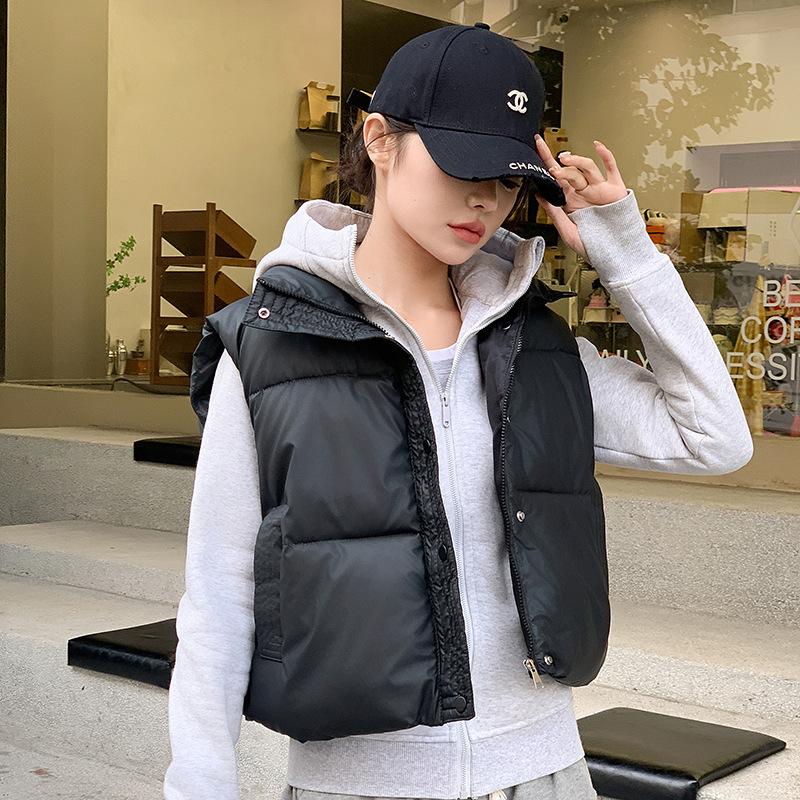 

Downy Cotton Short Vest Female Stand Collar Horse Clip Latest Oversized Cotton Vest in Autumn and Winter. High Quality Practical Daily Use 2XL чорний