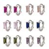 Huggies Earrings Purple White Green Blue Red Square Heart Silver Color Small Hoop Earrings for Women Girls Wedding Jewelry