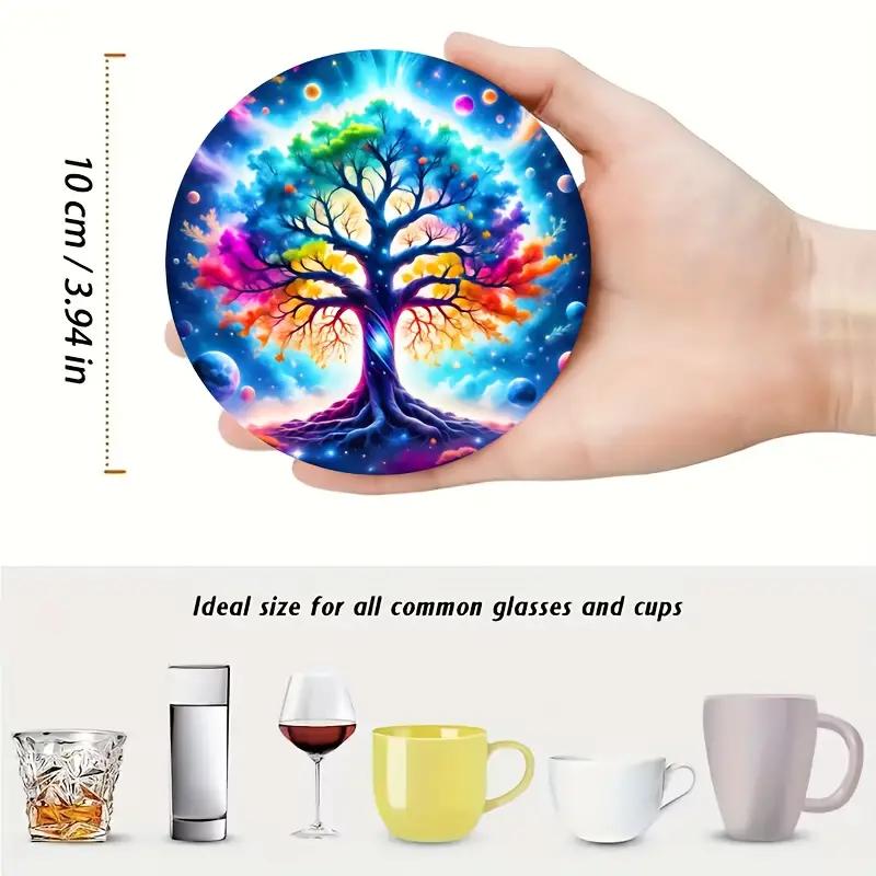 6pcs Tree of Life Cup Mat Set - Unique Home/Kitchen/Cafe Decor and Thoughtful Gift Set with Arts and Crafts