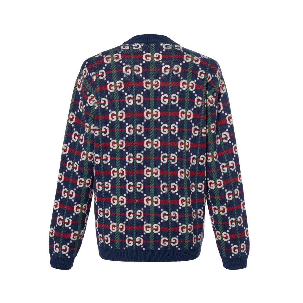 Gucci Sweaters Men's Blue V Neck Moderate 716334-XKCOZ-4804